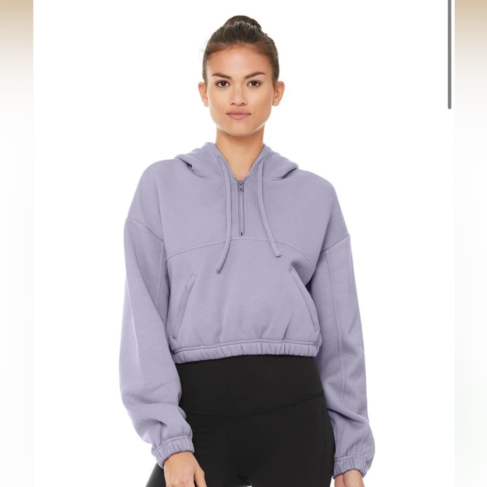 Alo Stadium Half Zip Hoodie in Blue Moon Purple Size Small